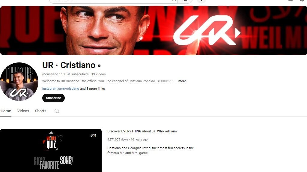 Cristiano Ronaldo's YouTube channel